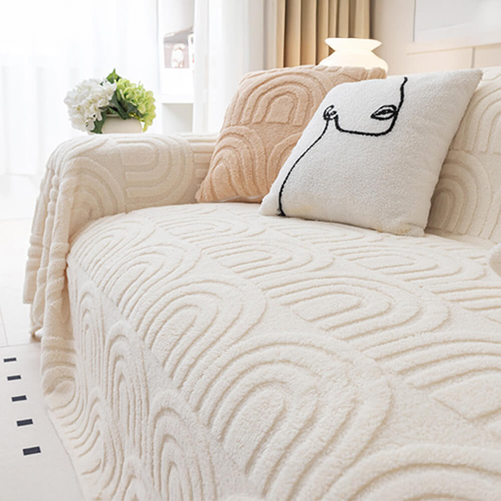 Plush Arch Pattern Modern Dual-Use Throw Blanket Couch Cover