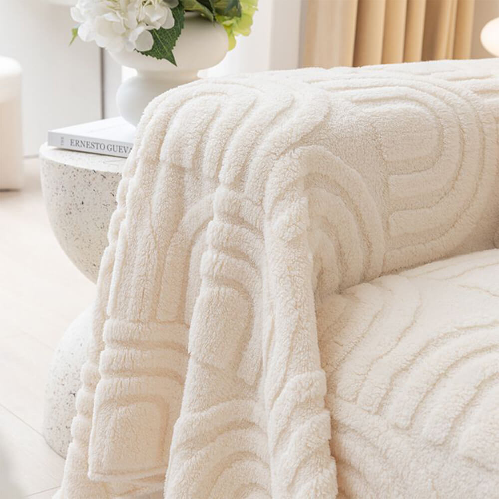 Plush Arch Pattern Modern Dual-Use Throw Blanket Couch Cover