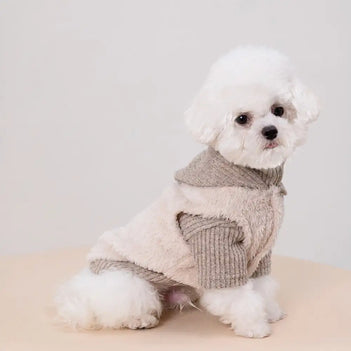 Plush Coat & Matching Turtleneck Sweater Two-Piece Dog Outfit Set