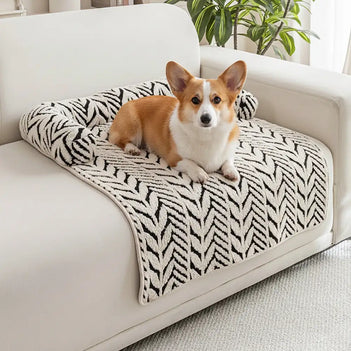 Plush Leaf Jacquard Non-Slip Pet Mat Pet Bed