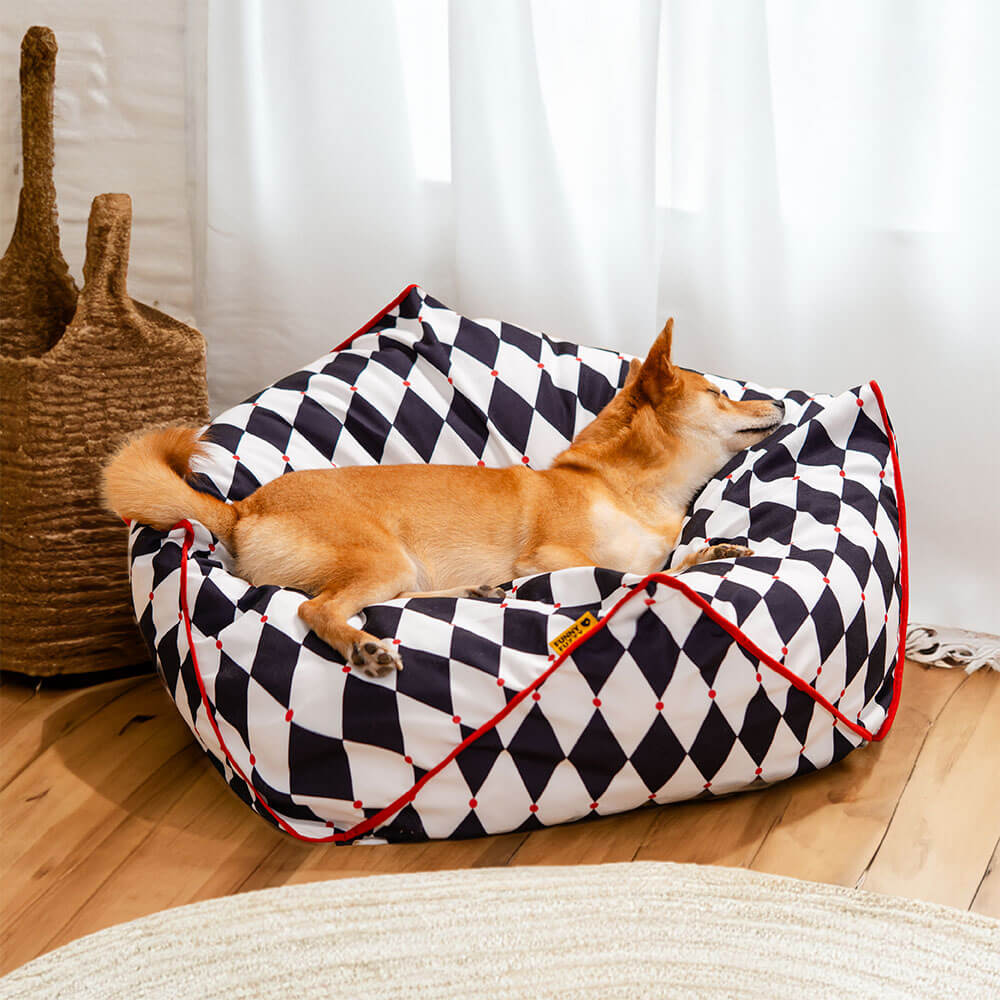 Polygonal Calming Bean Bag Dog Bed