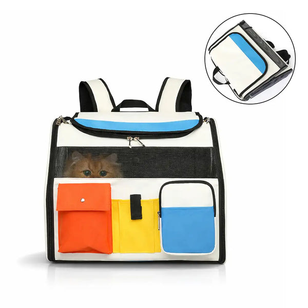Portable Rolling Pet Backpack Carrier with Detachable Trolley