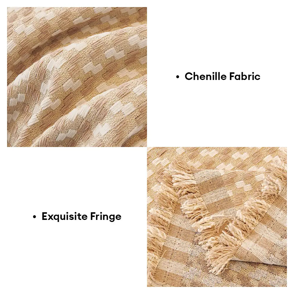 Puzzle Textured Chenille Scratch-Resistant Sofa Large Blanket Couch Cover