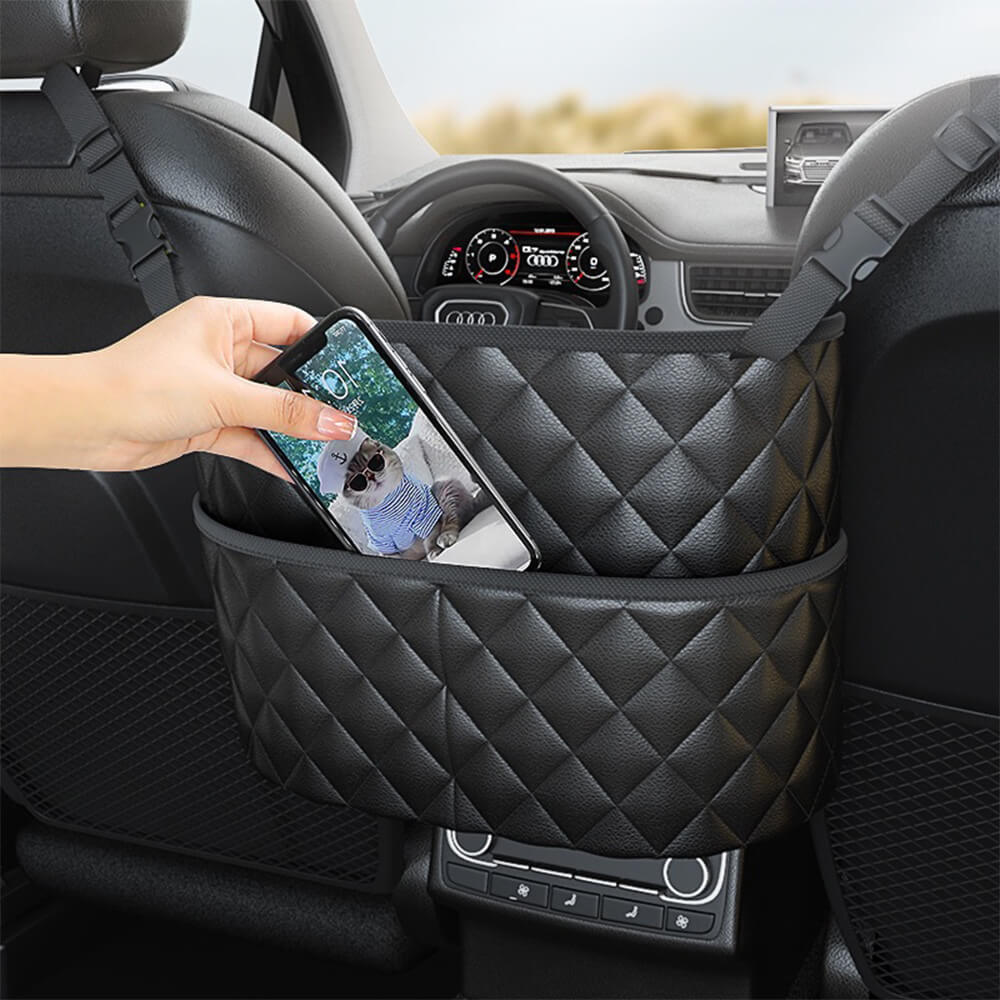 Quilted Diamond Pattern Car Seat Gap Storage Bag – Keep Your Essentials Handy