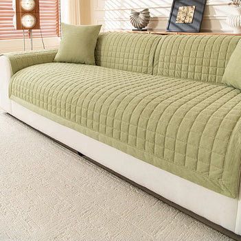 Quilted Square Simple Comfortable Sofa Protector Non-Slip Couch Cover