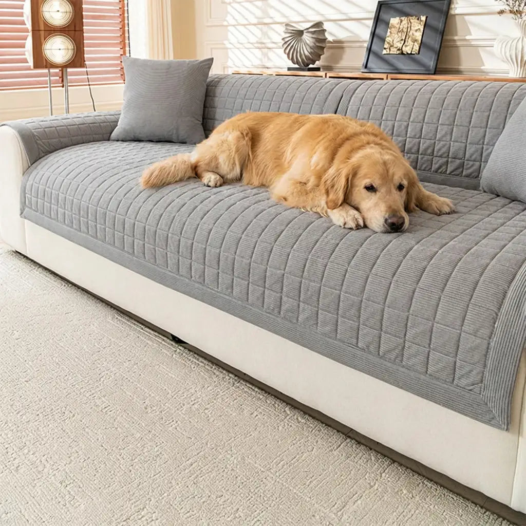 Quilted Square Simple Comfortable Sofa Protector Non-Slip Couch Cover