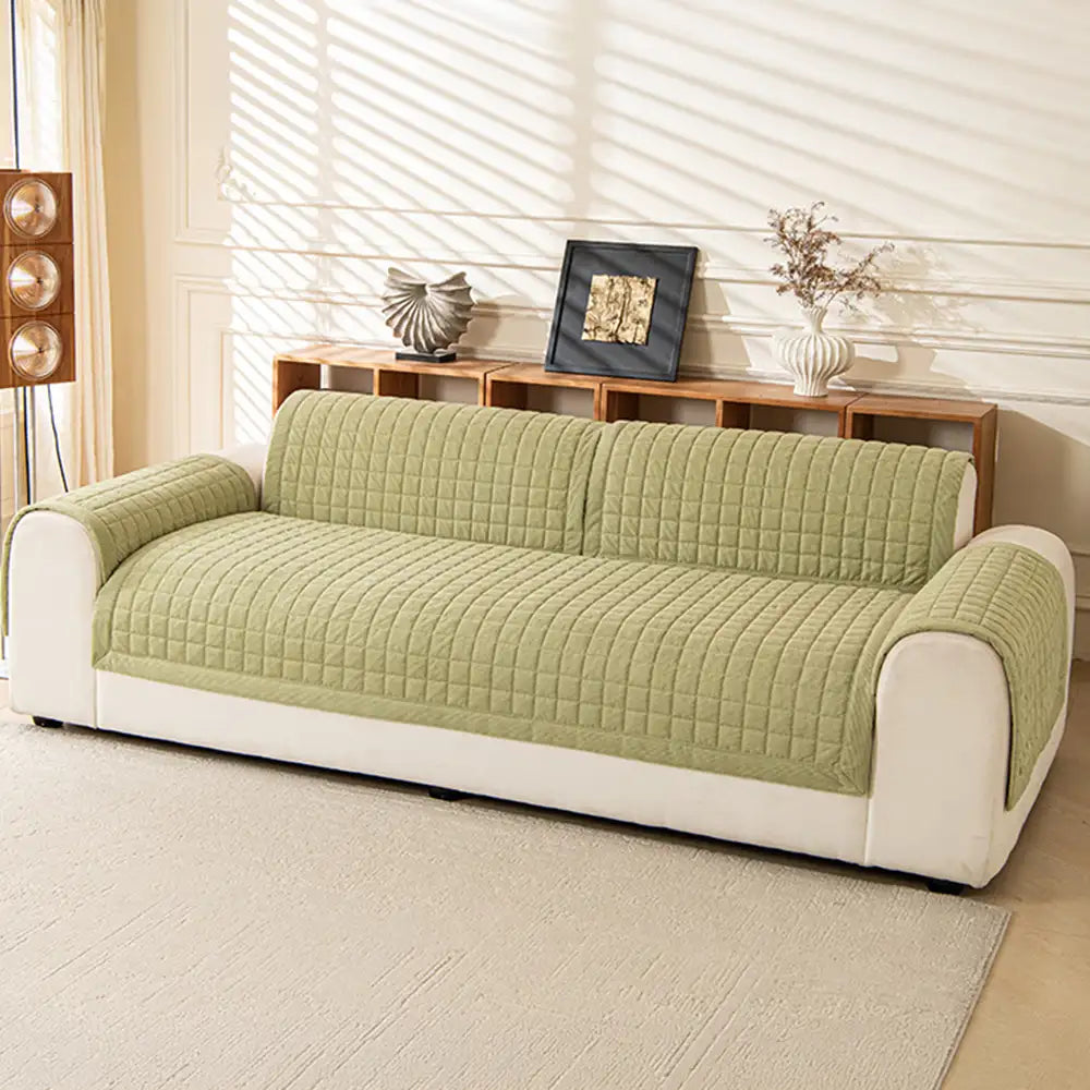 Quilted Square Simple Comfortable Sofa Protector Non-Slip Couch Cover