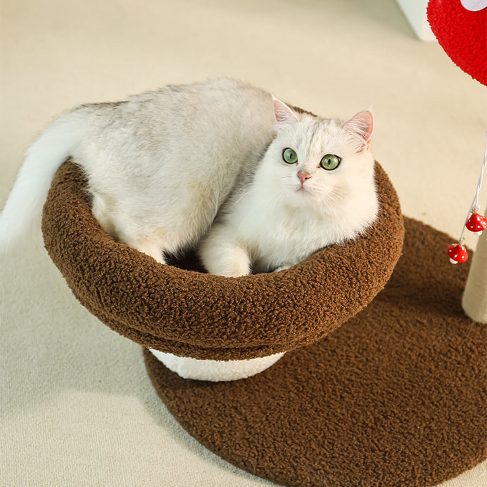 Red Mushroom Cat Climbing Frame with Sisal Scratching Post & Cozy Cat Tree