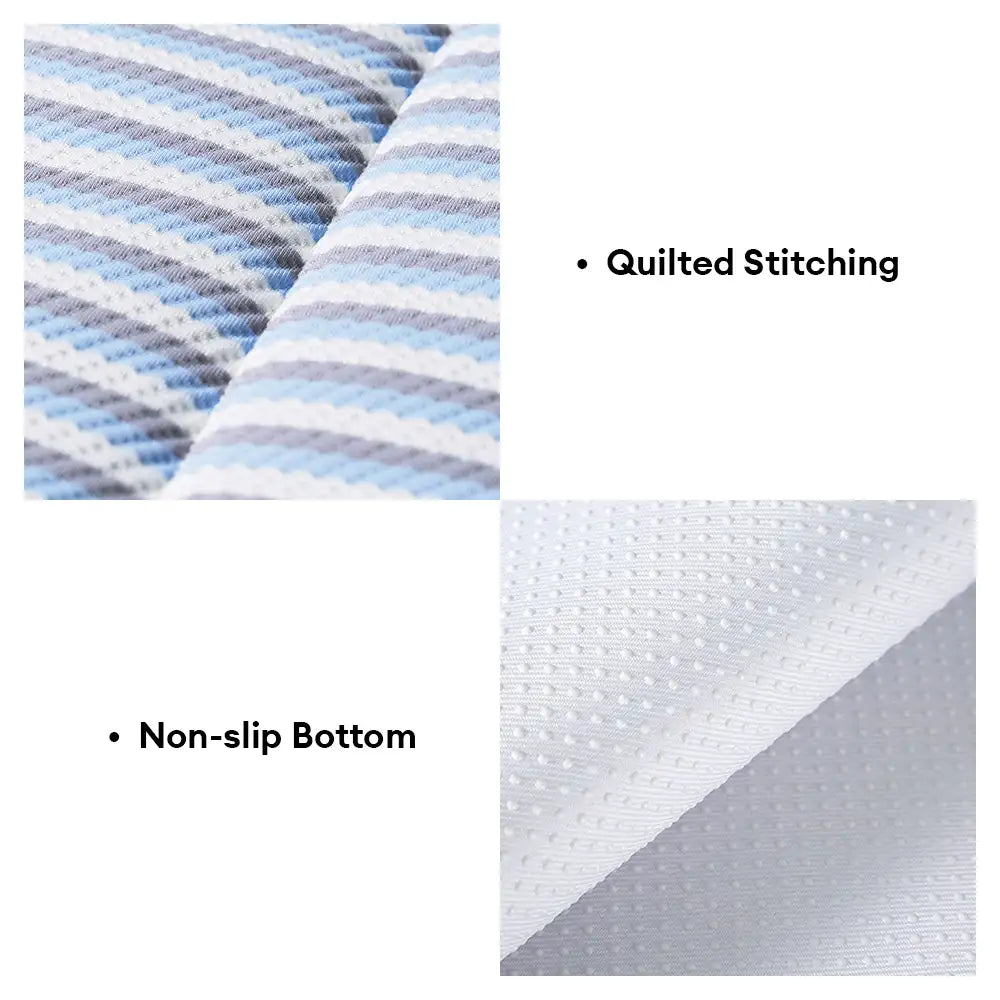 Refreshing Striped Cooling Ice Silk Non-Slip Dog Mat with Pillow