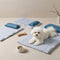 Refreshing Striped Cooling Ice Silk Non-Slip Dog Mat with Pillow