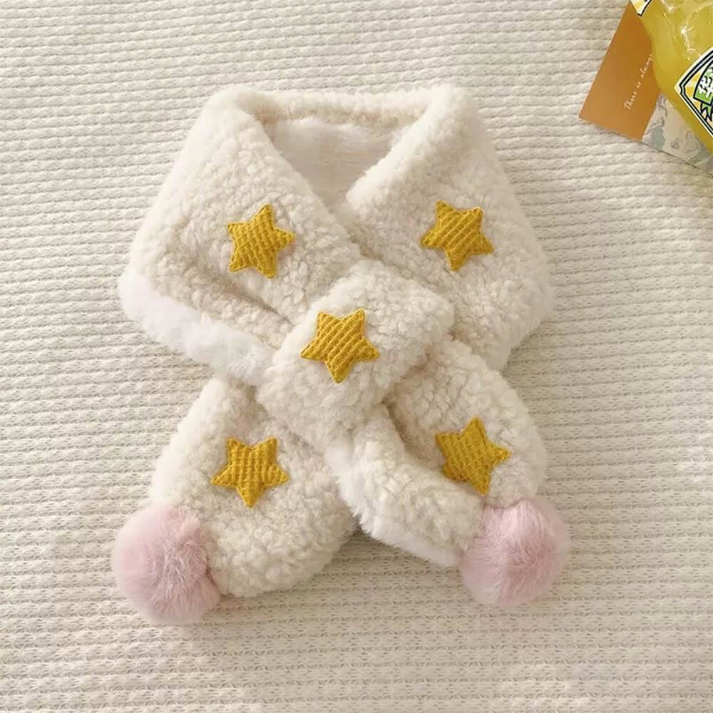 Soft Plush Delicate Stars Pom Pom Decorative Dog Scarf