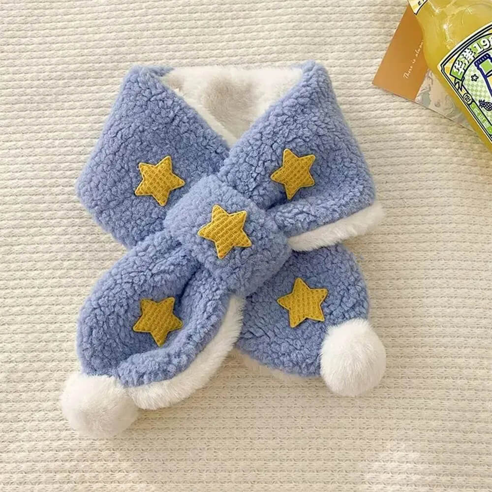 Soft Plush Delicate Stars Pom Pom Decorative Dog Scarf