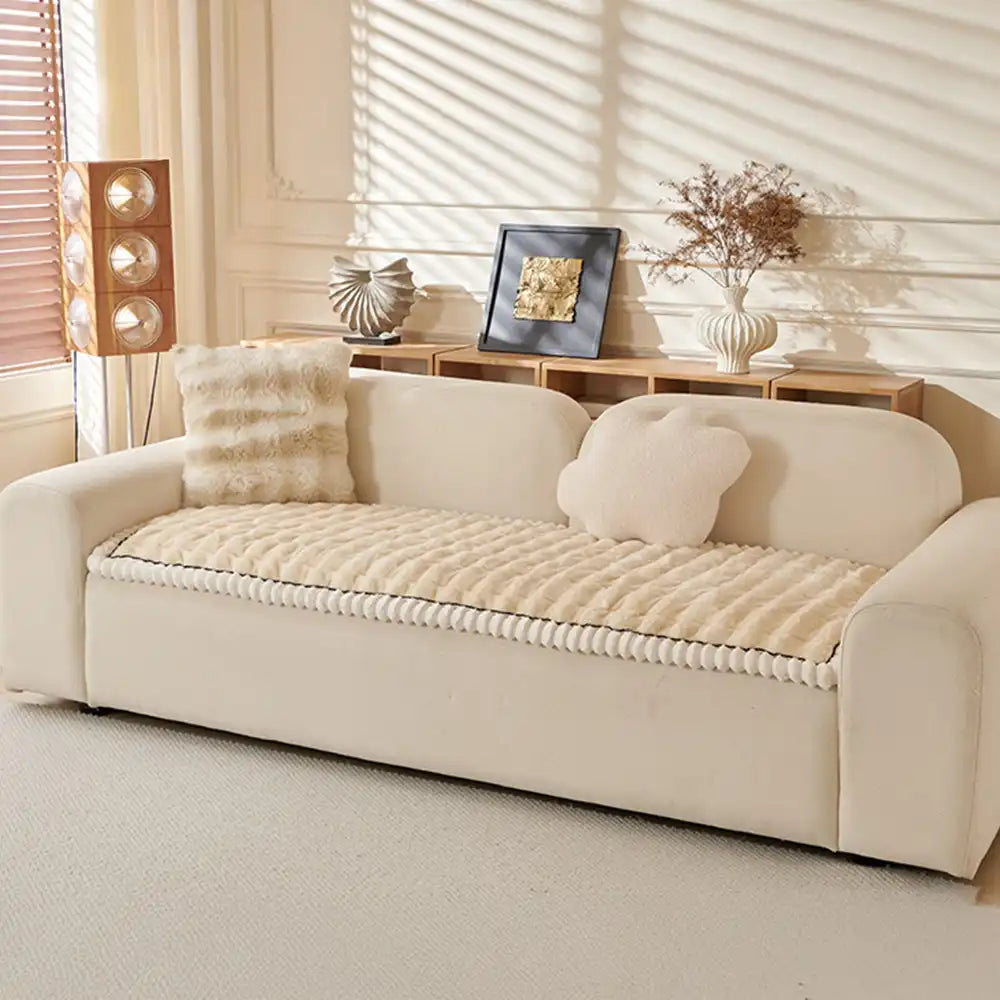 Solid-Color Fluffy Sofa Decor Thickened Couch Cover