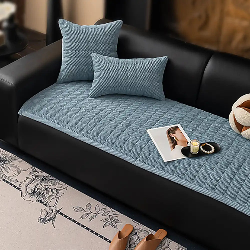 Square Corduroy Anti-Scratch Fabric Pet Friendly Non-Slip Couch Cover