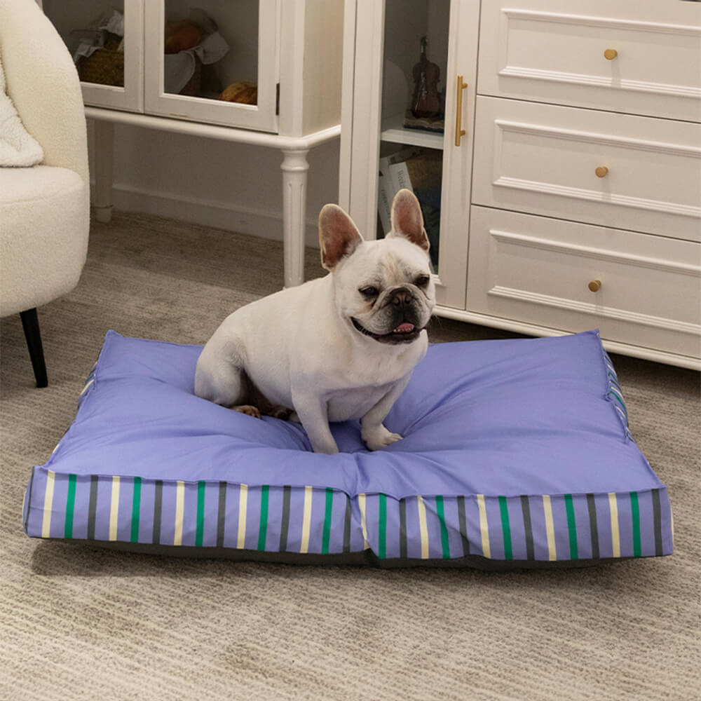 Striped Square Waterproof Cooling Dog Bed