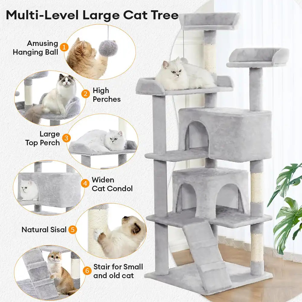 Árbol para gatos de varios niveles, resistente y de felpa, con cómodos compartimentos & Rascadores