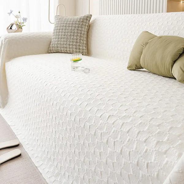 Textured Cooling Ice Silk Skin-Friendly Breathable Sofa Blanket Washable Couch Cover