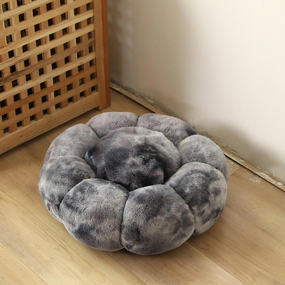 Tie-Dye Flower Shaped Fluffy Sleep Cozy Dog & Cat Bed