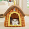 Vintage Plaid Cozy Plush Warm Foldable Cat Cave Dog House