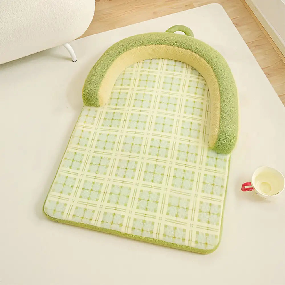 Vintage Plaid Spine Protection Large Dog Bed Pillow Dog Bed