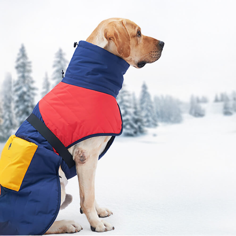 Warm Turtleneck Waterproof Adjustable Pocket Thick Dog Jacket