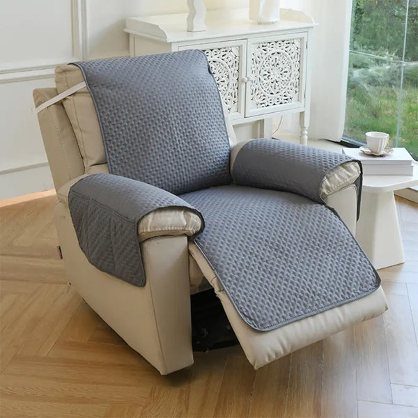 Water-Repellent Solid Color Recliner Chair Cover with Elastic Straps