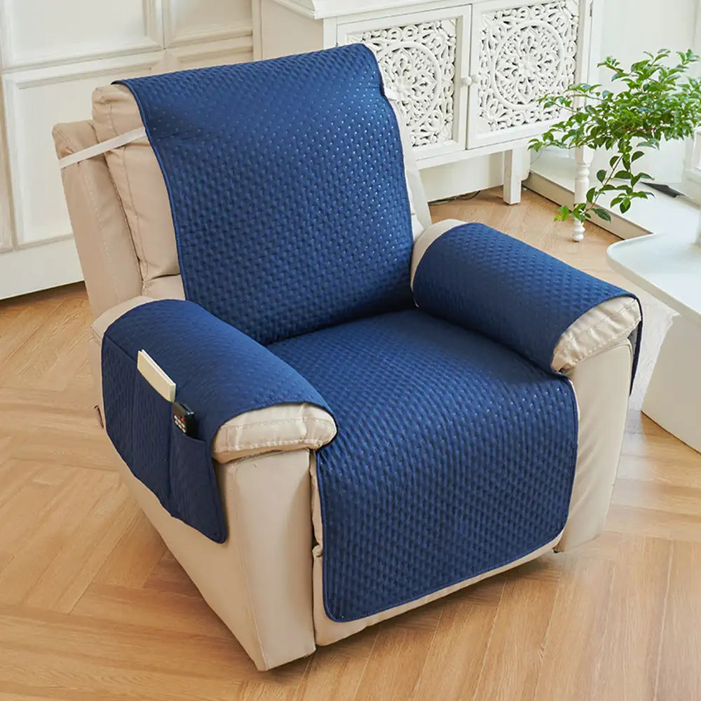 Water-Repellent Solid Color Recliner Chair Cover with Elastic Straps