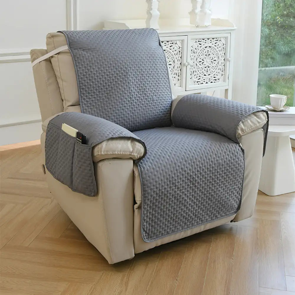 Water-Repellent Solid Color Recliner Chair Cover with Elastic Straps