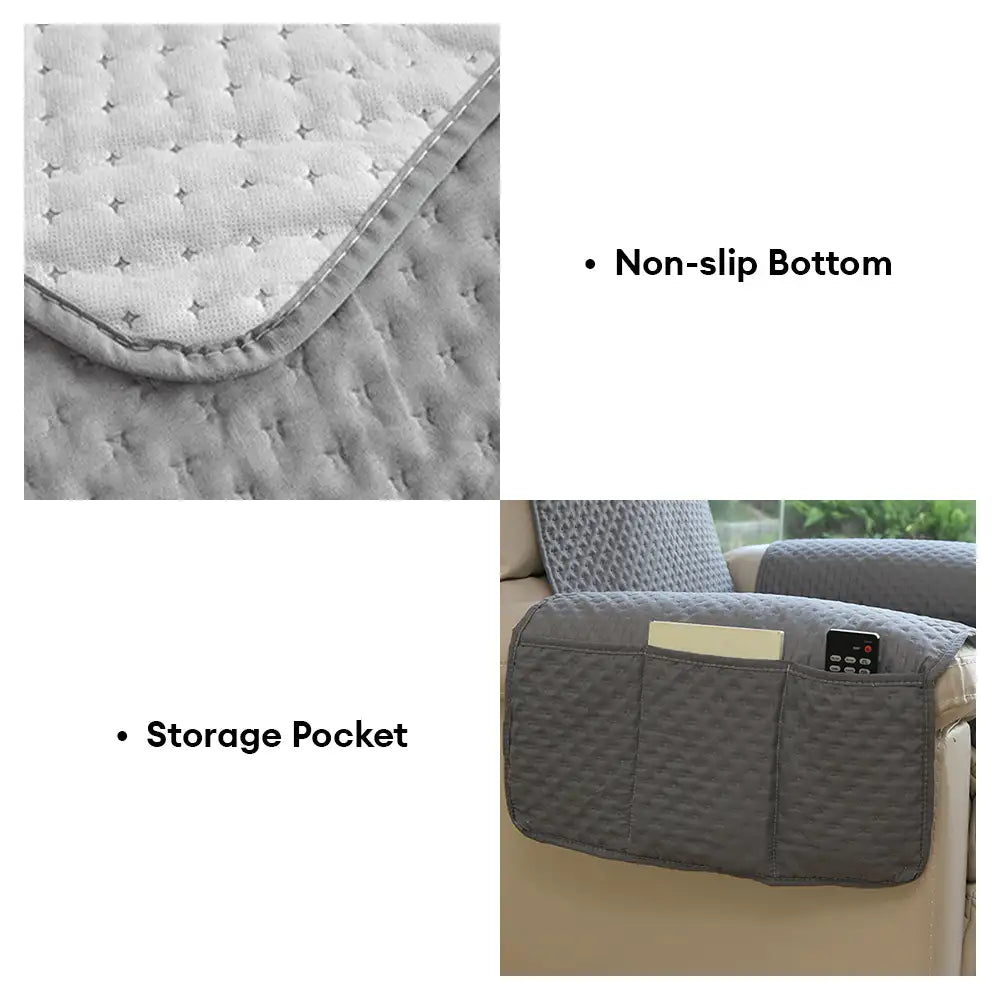 Water-Repellent Solid Color Recliner Chair Cover with Elastic Straps