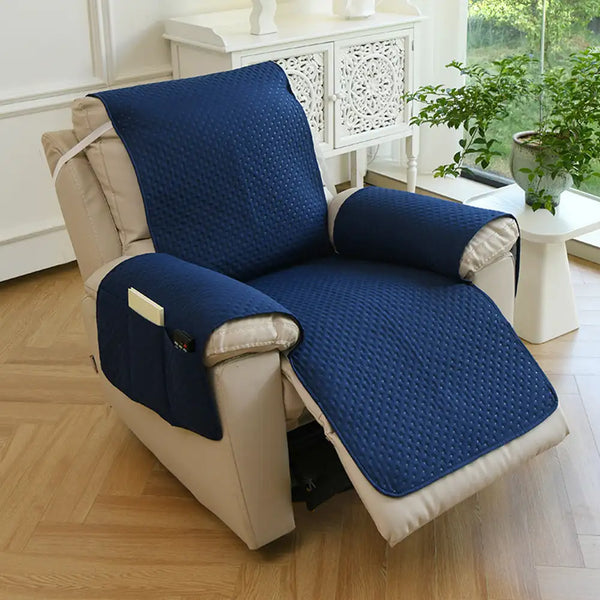 Water-Repellent Solid Color Recliner Chair Cover with Elastic Straps