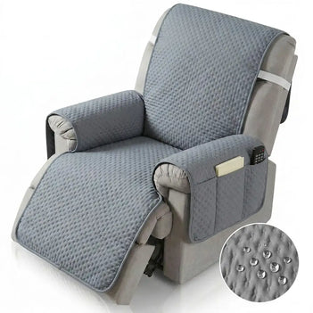 Water-Repellent Solid Color Recliner Chair Cover with Elastic Straps