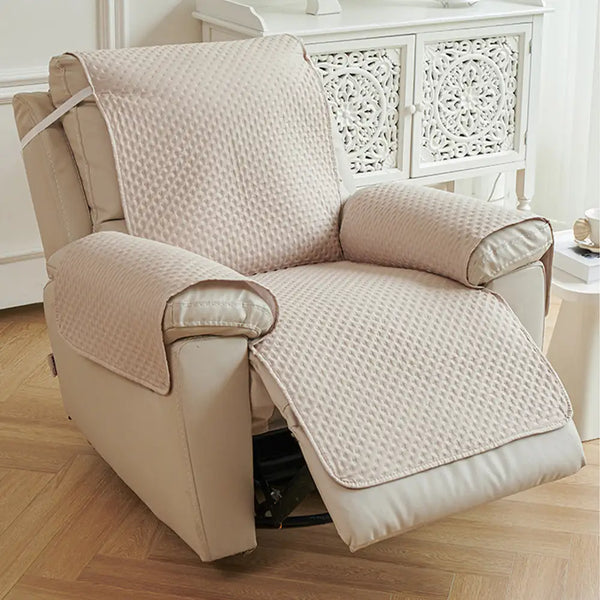 Water-Repellent Solid Color Recliner Chair Cover with Elastic Straps