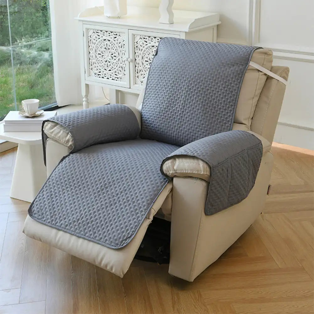 Water-Repellent Solid Color Recliner Chair Cover with Elastic Straps
