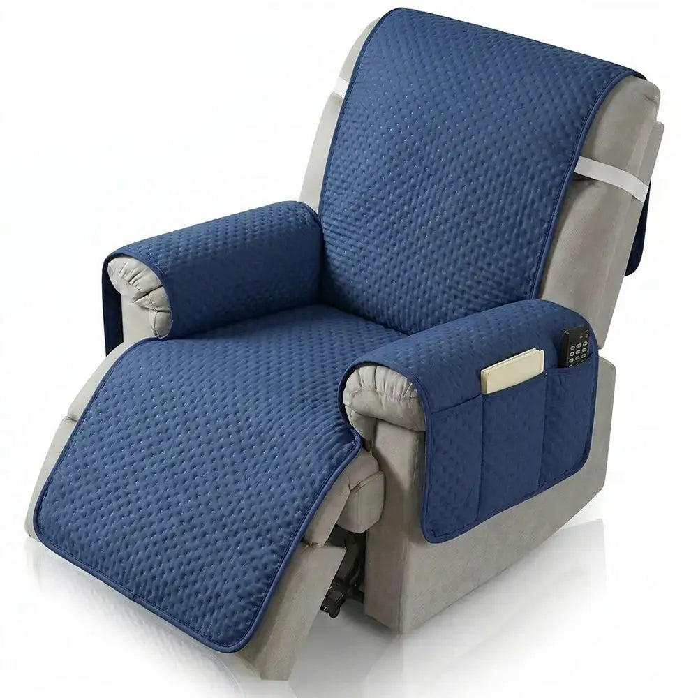 Water-Repellent Solid Color Recliner Chair Cover with Elastic Straps