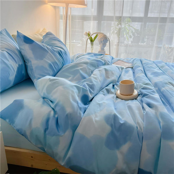 Watercolor Heart Gradient Cotton Duvet Cover Bed Sheet Set