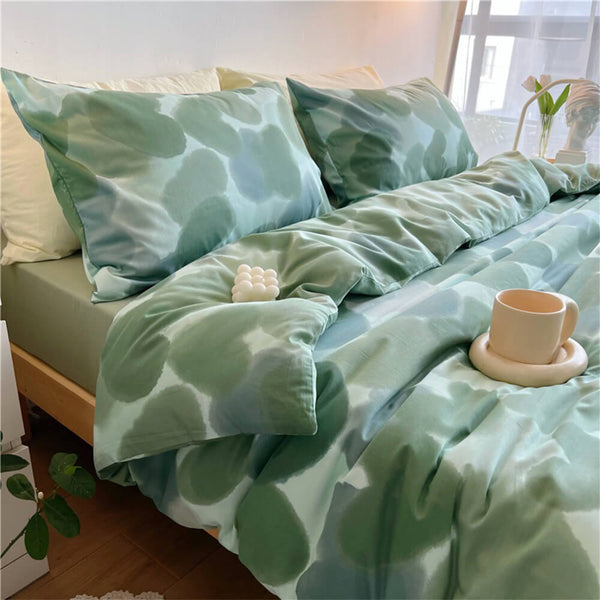 Watercolor Heart Gradient Cotton Duvet Cover Bed Sheet Set