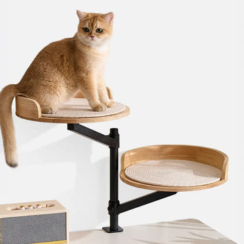 Wooden Adjustable Up and Down Elevated Habitat Cat Desk Bed