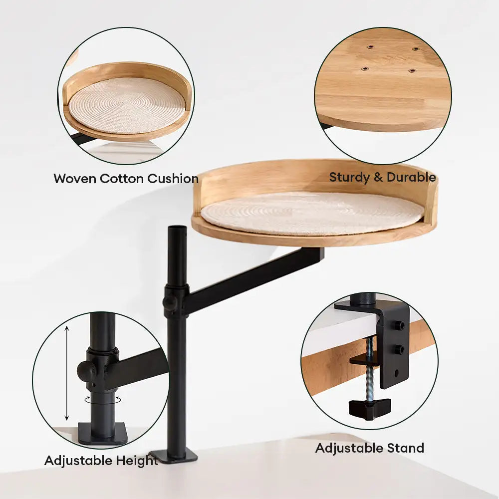 Wooden Adjustable Up and Down Elevated Habitat Cat Desk Bed