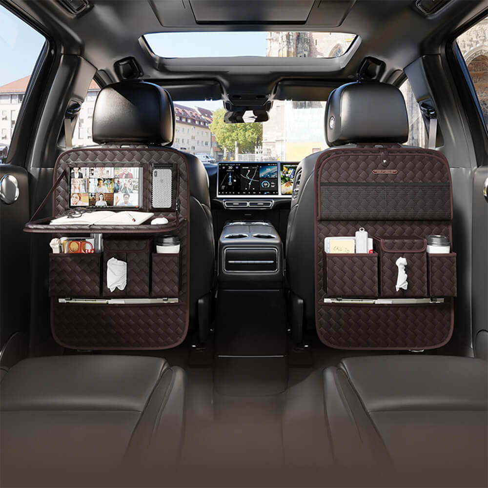 Woven Eco-Friendly Car Back Seat Foldable Storage Hanging Bag with Tray Table