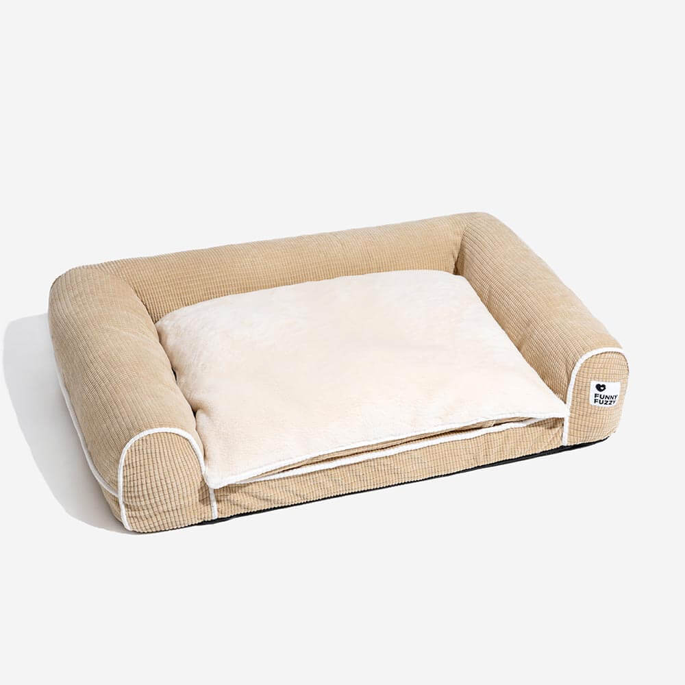 Canapé-lit orthopédique pour chien à double couche en flanelle de luxe