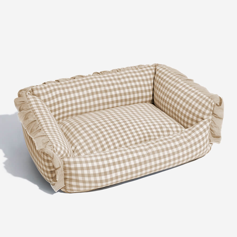 Fashion Ruffle Plaid Detachable Warm Dog & Cat Bed