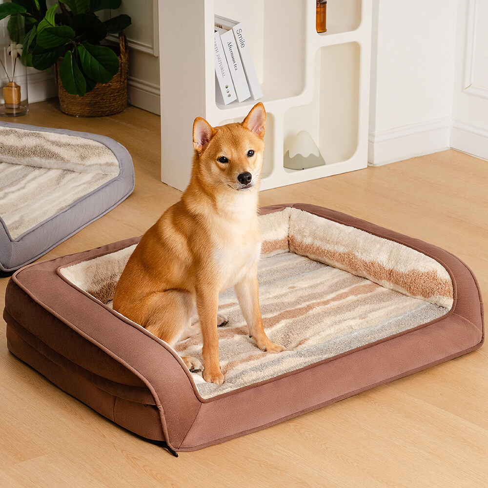 Sofá-cama ortopédico aconchegante para cães em estilo moderno de lã de cordeiro falsa