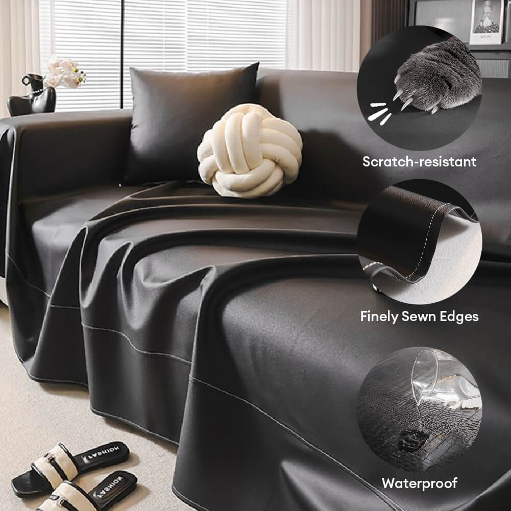 Modern Faux Leather Anti-Scratch Throw Couch Cover