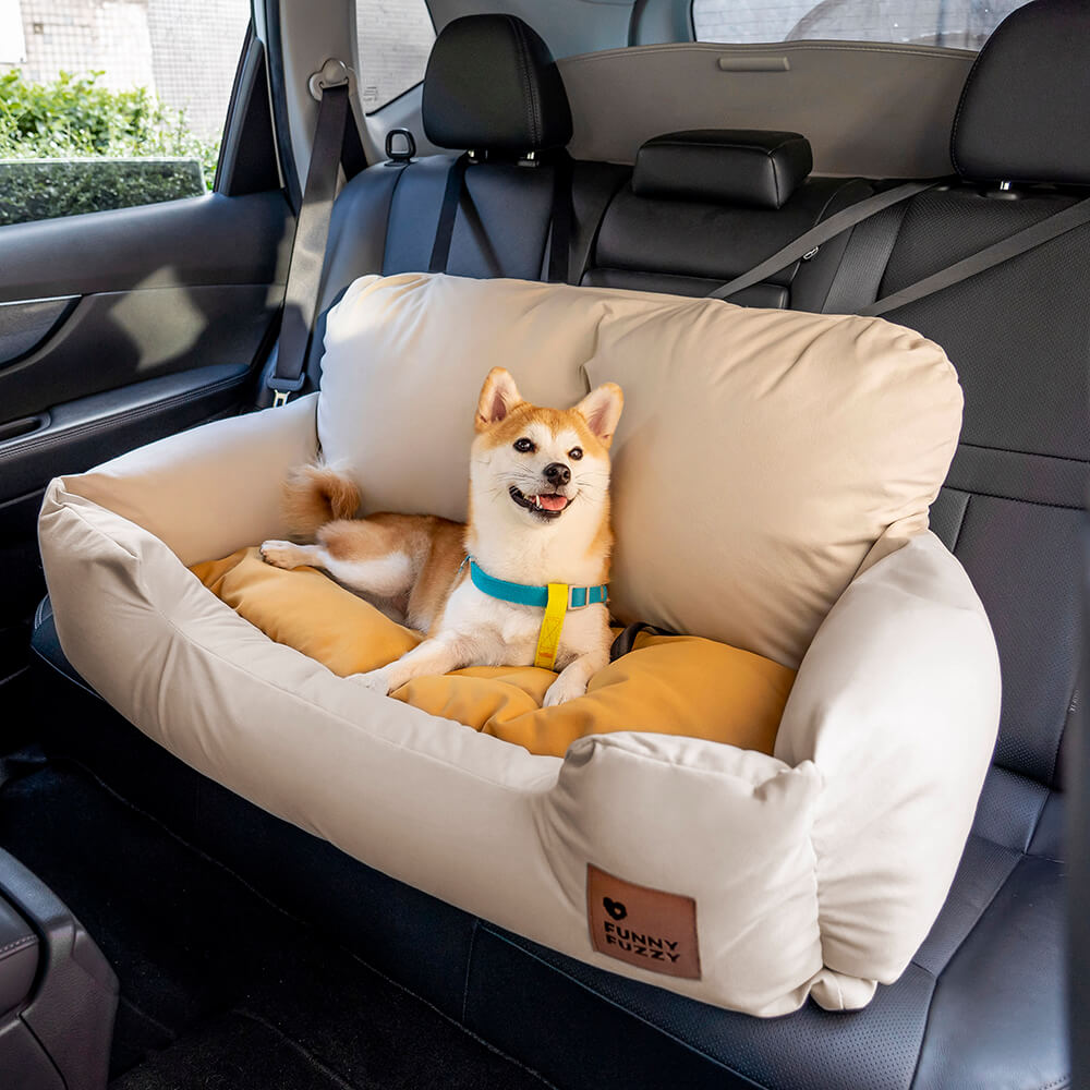 Cama con asiento trasero para coche para perros, tamaño mediano y grande, con refuerzo de viaje