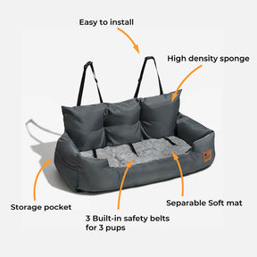 Travel Bolster Safety Waterproof Medium Large Dog Car Back Seat Bed