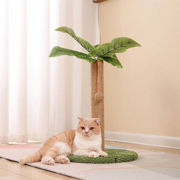 Tropical Rainforest-Inspired Realistic Coconut Tree Cat Scratching Post