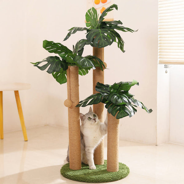 Tropical Rainforest-Inspired Realistic Coconut Tree Cat Scratching Post