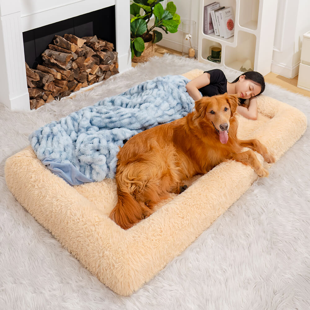 Ultimate Cozy Plush Extra Large Sleep Deeper Orthopedic Bed Human Dog Bed -  FunnyFuzzy