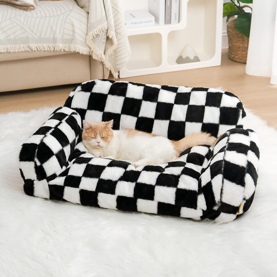 Vintage Diamond Cat Sofa Bed Luxurious & Comfortable FunnyFuzzy
