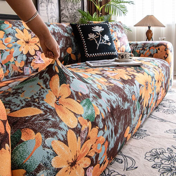 Garden Floral Floral Polar Fleece Sofá Cover Cubierta completa Cubierta de sofá mágica el estiramiento